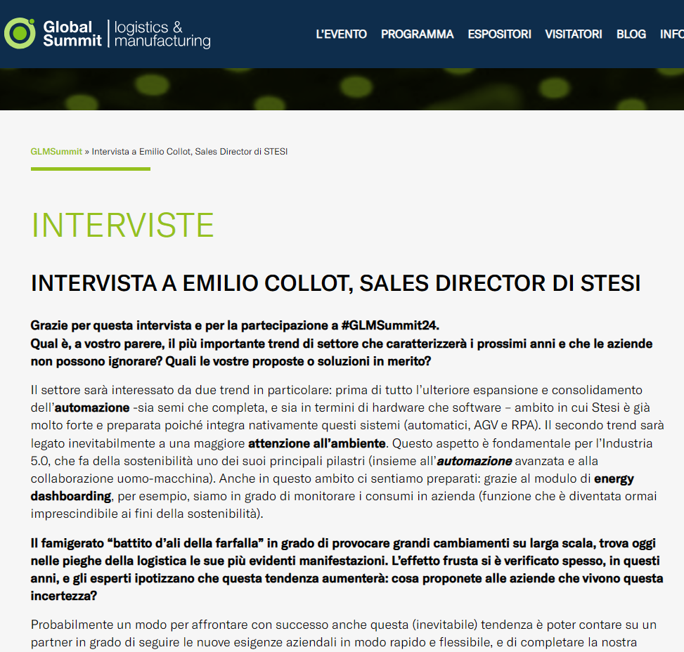 Global Summit: Intervista a Emilio Collot, Sales Director di STESI